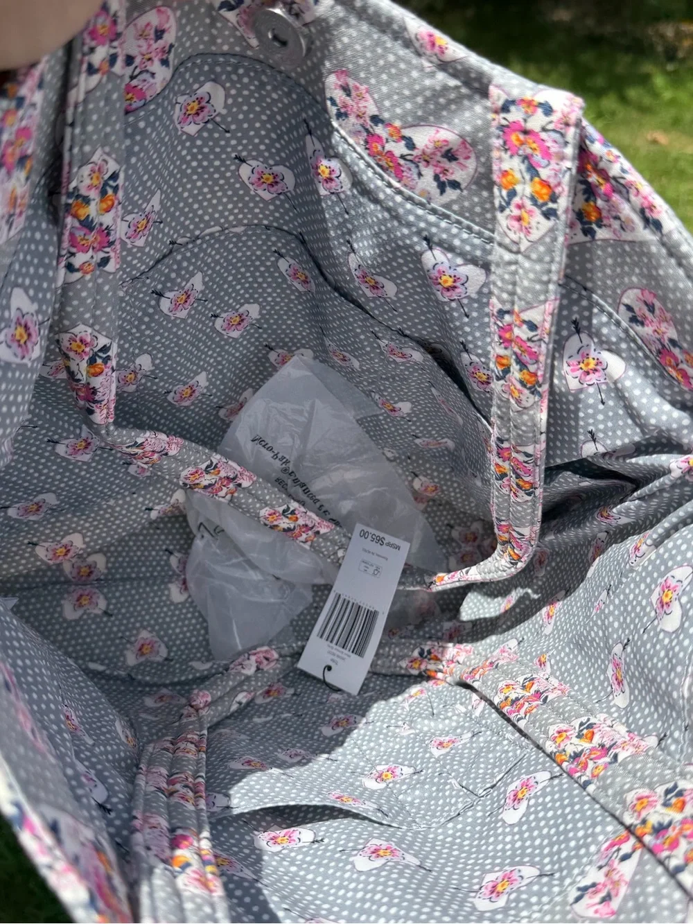 Vera Bradley Quilted Tote Mon Amour Gray Hearts NWT